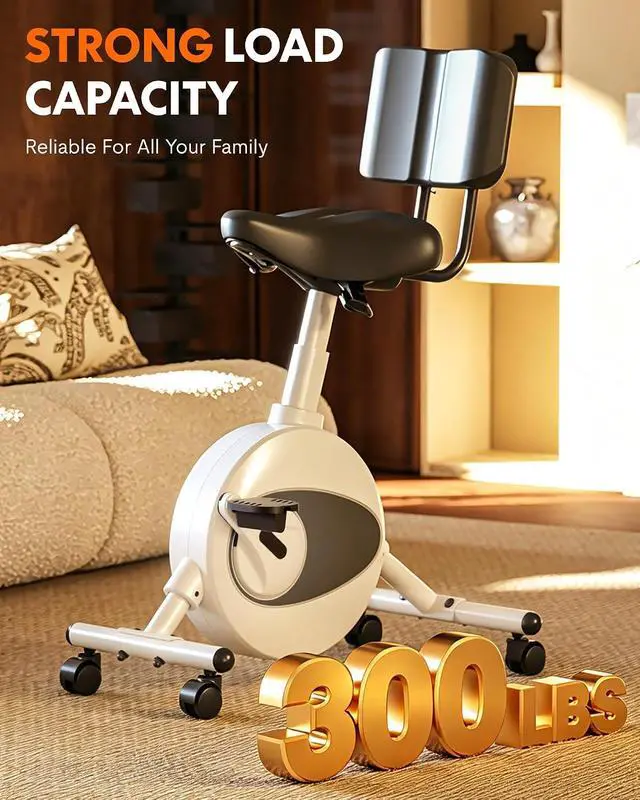 Alt view image 6 of 7 - Exercise Bikes for Home, Space Saving Under Desk Bike, Stationary Bikes Indoor Bikes with Flywheel 300LBS Heavy Duty, Optional LCD/2D Desktop/8-Level Resistance, V8/V9/V9-MAX