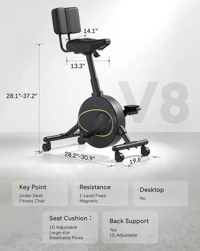 Alt view image 2 of 7 - Multi-Task Office Desk Chair with Integrated Bike Comfortable Low-Back Lumbar Support Wheels, Space Saving Armless Chairs for Home Office Desk Active Working Relaxing Exercising, Black
