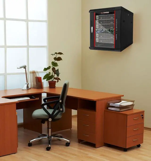 Alt view image 2 of 7 - 15U Wall Mount Server Rack Cabinet, 19 Locking Network Rack, 24 Deep, Glass Door, with Fan, PDU and Shelf