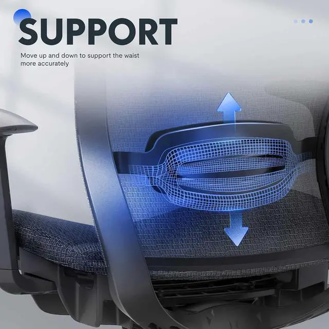 Alt view image 5 of 7 - Ergonomic Office Chair High Back Mesh Swivel Computer Chair Home Office Desk Chairs with Wheels Lumbar Support Deep Black