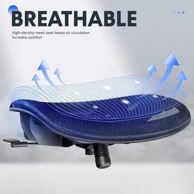 Alt view image 6 of 7 - Ergonomic Office Chair with Footrest, Mesh High Back Computer Chair, Home Office Desk Chairs, with Adjustable Lumbar Support/2D Headrest/Reliable Base, Breathable Mesh Seat, Black, OC3 AIR-F