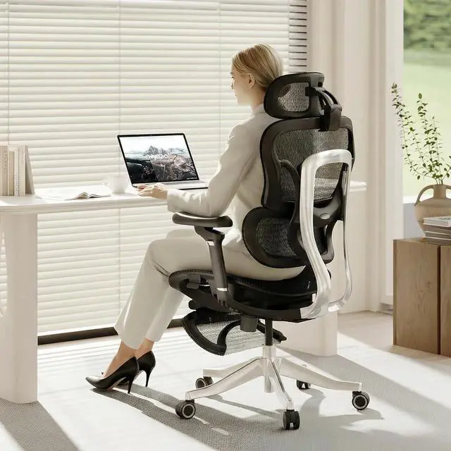 Main image of ErgoX Max Ergonomic Office Chair with footrest Black - Aluminum Alloy Frame & Base, 661 lb Capacity, 5D Armrests, 4D Adaptive Lumbar & 4D Headrest 1
