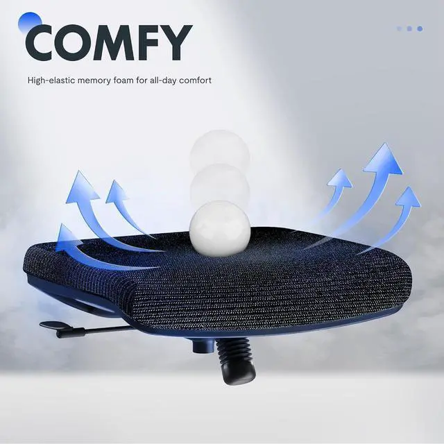 Alt view image 6 of 7 - OC3 Cloud Ergonomic Office Chair with Footrest, High Back Computer Chair with Adjustable Lumbar Support/2D Headrest, Desk Chairs for Home Office Gaming Working, Black,Foam Seat,Cloud-F