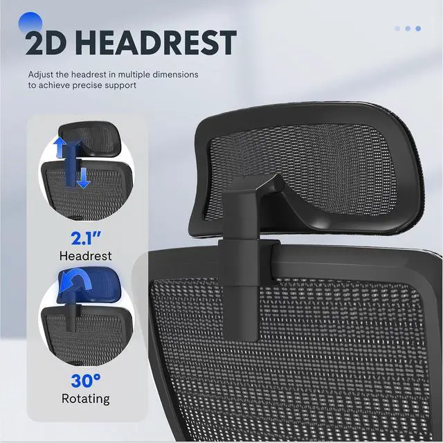 Alt view image 5 of 7 - Ergonomic Office Chair with Footrest, Mesh High Back Computer Chair, Home Office Desk Chairs, with Adjustable Lumbar Support/2D Headrest/Reliable Base, Breathable Mesh Seat, Black, OC3 AIR-F