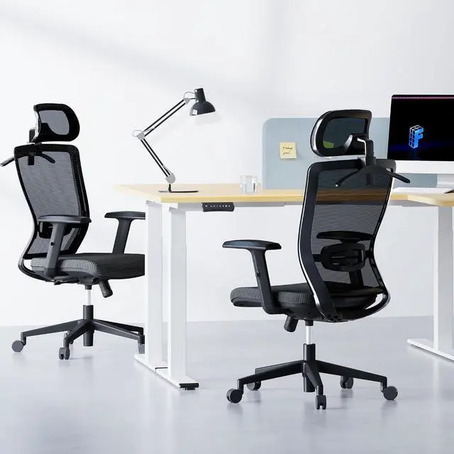 Alt view image 2 of 7 - Ergonomic Office Chair, High Back Home Office Desk Chairs with Adjustable Lumbar Support, Armrests,90-130° Tilt Lock, Comfort Wide Cushion, Swivel Computer Gaming Chairs for Adults (Black)