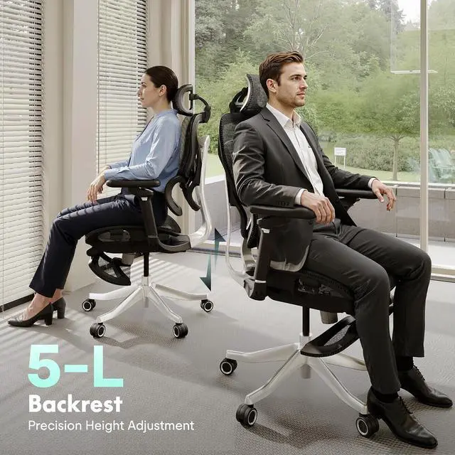 Alt view image 5 of 7 - ErgoX Max Ergonomic Office Chair with footrest Black - Aluminum Alloy Frame & Base, 661 lb Capacity, 5D Armrests, 4D Adaptive Lumbar & 4D Headrest 1