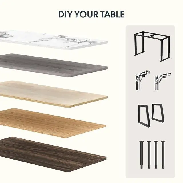 Alt view image 7 of 7 - Whole Piece Bamboo 55"x28" Desktop Height Adjustable Desk Rectangular Tabletop