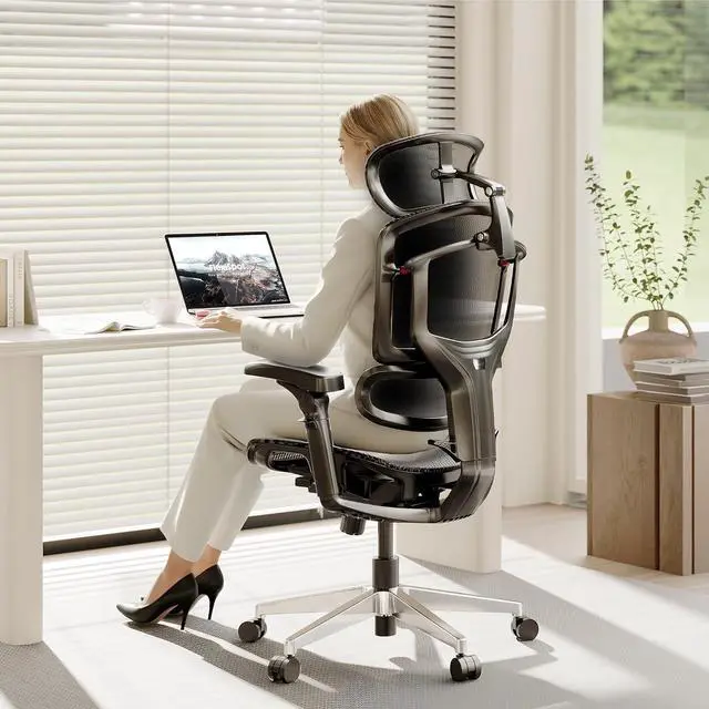 Main image of ErgoX-PRO Ergonomic Office Chair Black AeroWeave 5.0 Mesh Seat, 5D Lumbar, 7D Armrests, 4D Headrest, 551LBS Capacity Office, Gaming, Home
