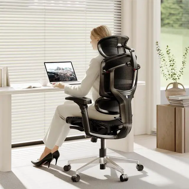Main image of ErgoX-PRO Ergonomic Office Chair with Footrest Black AeroWeave 5.0 Mesh Seat, 5D Lumbar, 7D Armrests, 4D Headrest, 551LBS Capacity Office, Gaming, Home