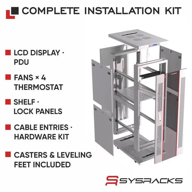 Alt view image 4 of 7 - 42U Server Rack Cabinet 19" Network Rack Enclosure, 35" Deep Floor Standing Data Rack with Locking Glass Door, Cooling Fans, PDU & Shelf for Servers, Switches and Patch Panels