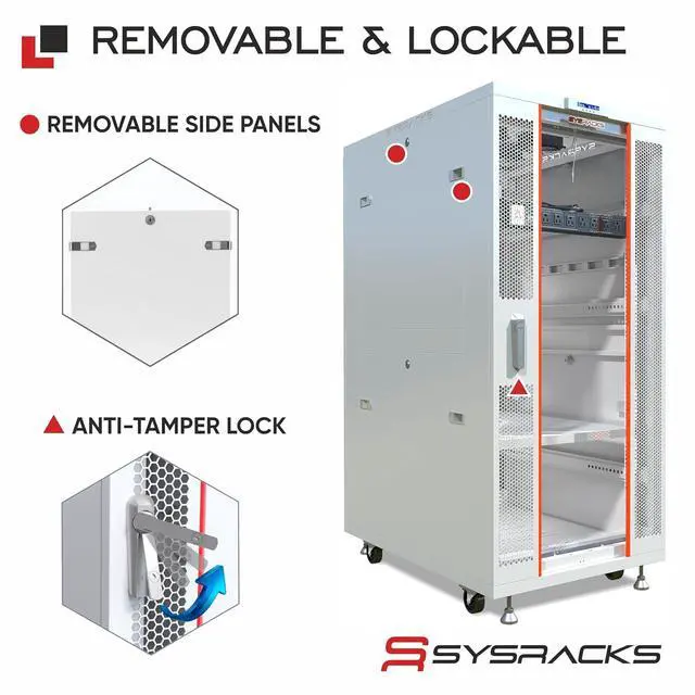 Alt view image 5 of 7 - 32U Server Rack Cabinet 19" Network Rack Enclosure, 35" Deep Floor Standing Data Rack with Locking Glass Door, Cooling Fans, PDU & Shelf for Servers, Switches and Patch Panels