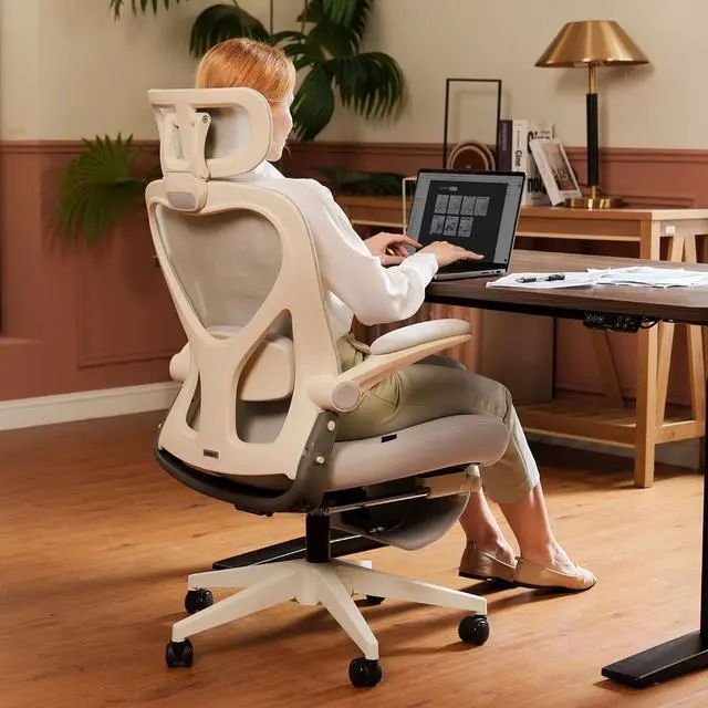 Alt view image 2 of 7 - Foldex Ergonomic Office Chair, Folding Chair for Small Spaces with Lumbar Support, Flip-up Armrests, 3D Headrest, Desk Chairs with Footrest for Work,Video Game (Foam Seat, Grey)
