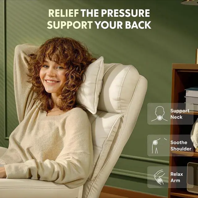 Alt view image 6 of 7 - Oversized Big and Tall Office Chair, 180° Flip Armrests for Pets&Cross Legged, Computer Desk Chair with Footrest, Lounge Chairs for Home Office Gaming Working, ScratchSafe Air Leather, Beige
