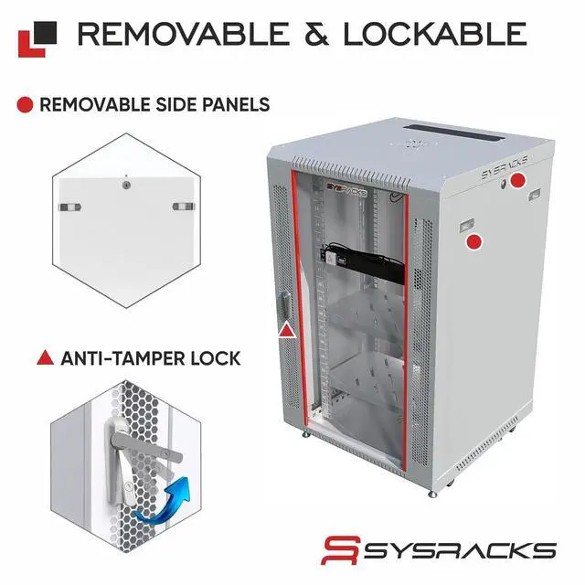 Alt view image 5 of 7 - 18U Wall Mount Server Rack Cabinet 19" Network Rack Enclosure, 24" Deep Data Rack Cabinet with Fan, PDU & Shelf for IT Equipment, Switches and Patch Panel
