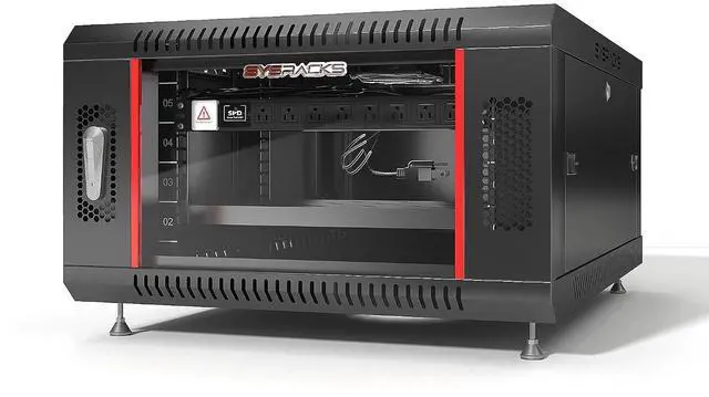 Main image of Server Rack 6U Wall Mount Rack Locking Cabinet for Network Electronics Security Audio Video AV Equipment Data Rack Legs/Power Strip/Shelf/Fan 24-Inch Deep