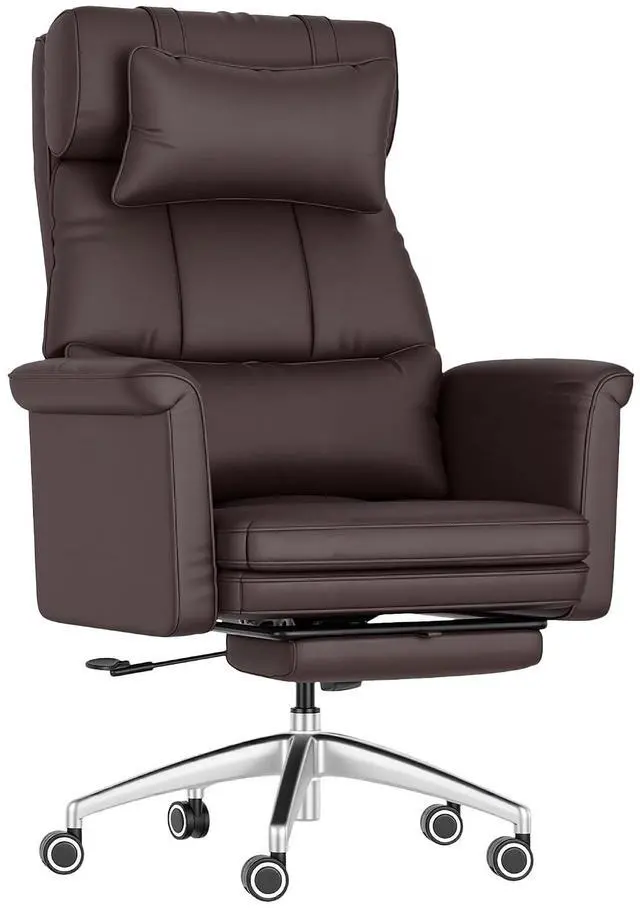 Alt view image 3 of 7 - Oversized Big and Tall Office Chair, 180° Flip Armrests for Pets&Cross Legged, Computer Desk Chair with Footrest, Lounge Chairs for Home Office Gaming Working, ScratchSafe Air Leather, Brown