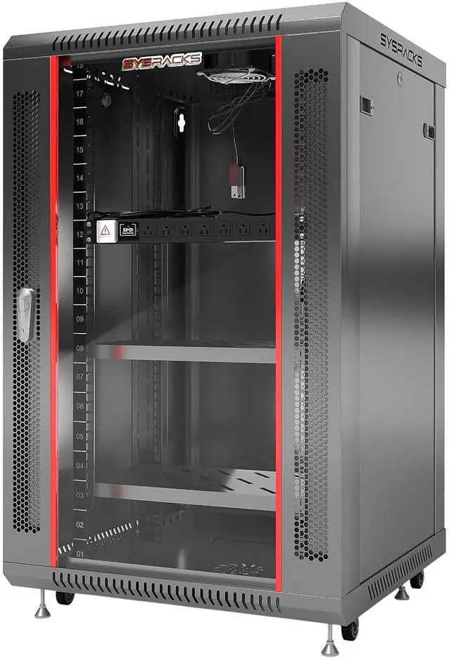 Main image of 18U Wall Mount Server Rack Cabinet 24 Deep, 19 Network & AV Enclosure for Home Lab with Fan, PDU, 2 Shelves, Locking Glass Door