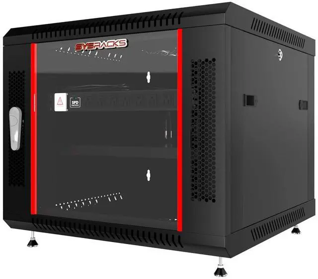 Main image of 9U Wall Mount Server Rack Cabinet 24 Deep, 19 Network & AV Enclosure for Home Lab with Fan, PDU, 1 Shelf, Locking Glass Door