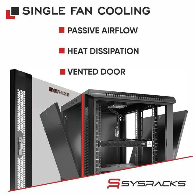 Alt view image 2 of 7 - 12U Wall Mount Server Rack Cabinet, 19 Locking Network Rack, 24 Deep, Glass Door, with Fan, PDU and Shelf