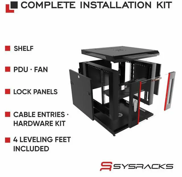 Alt view image 4 of 7 - 12U Wall Mount Server Rack Cabinet, 19 Locking Network Rack, 24 Deep, Glass Door, with Fan, PDU and Shelf