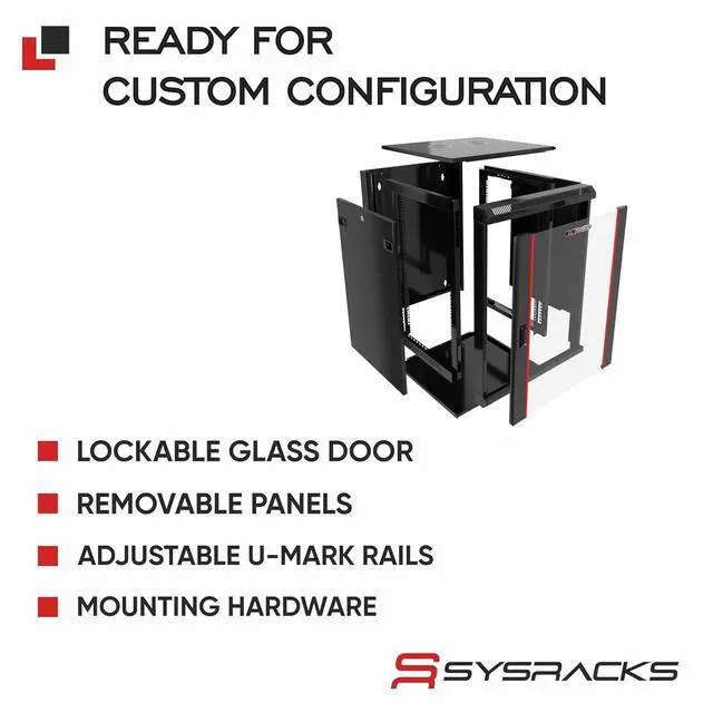 Alt view image 5 of 7 - 18U Wall Mount Server Rack Cabinet, 19 Network Cabinet Enclosure, 18 Deep, Locking Tempered Glass Door, Ventilated, Fan-Ready Top