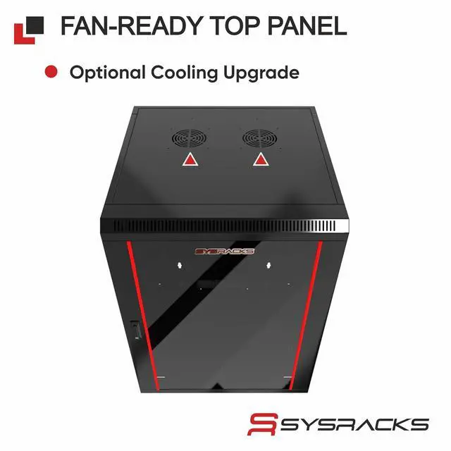 Alt view image 4 of 7 - 18U Wall Mount Server Rack Cabinet, 19 Network Cabinet Enclosure, 18 Deep, Locking Tempered Glass Door, Ventilated, Fan-Ready Top