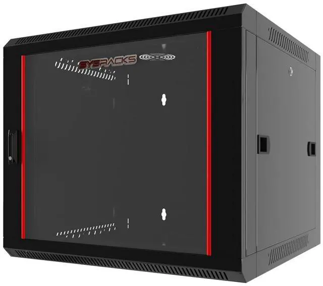 Main image of 9U Wall Mount Home Lab Server Rack 19" Locking Network Cabinet, 24" Deep Empty Rack Enclosure for Routers, NAS, Switches and Home Network Equipment