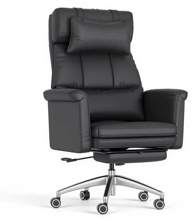 Alt view image 3 of 7 - Oversized Big and Tall Office Chair, 180° Flip Armrests for Pets&Cross Legged, Computer Desk Chair with Footrest, Lounge Chairs for Home Office Gaming Working, ScratchSafe Air Leather, Black