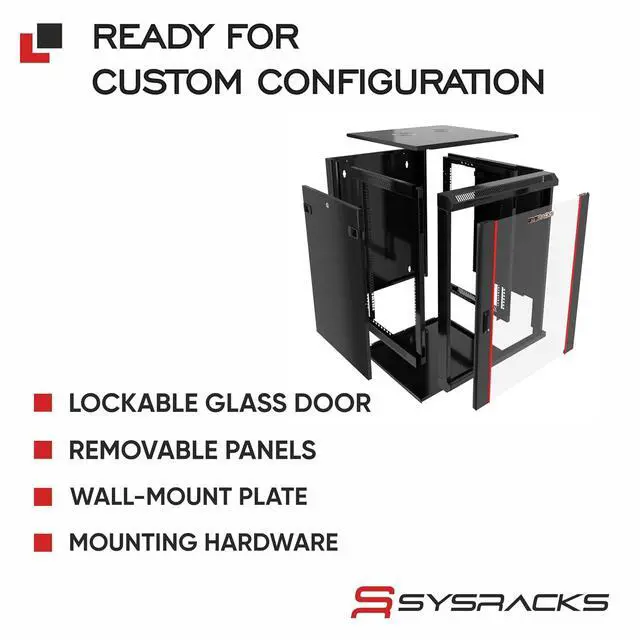 Alt view image 5 of 7 - 15U Wall Mount Network Cabinet, 18 Inch Deep Enclosed Server Rack with Locking Tempered Glass Door for Home Lab, Office IT & AV Equipment