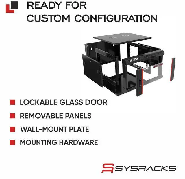 Alt view image 5 of 7 - 6U Wall Mount Home Lab Server Rack 19" Locking Network Cabinet, 18" Deep Empty Rack Enclosure for Routers, NAS, Switches and Home Network Equipment