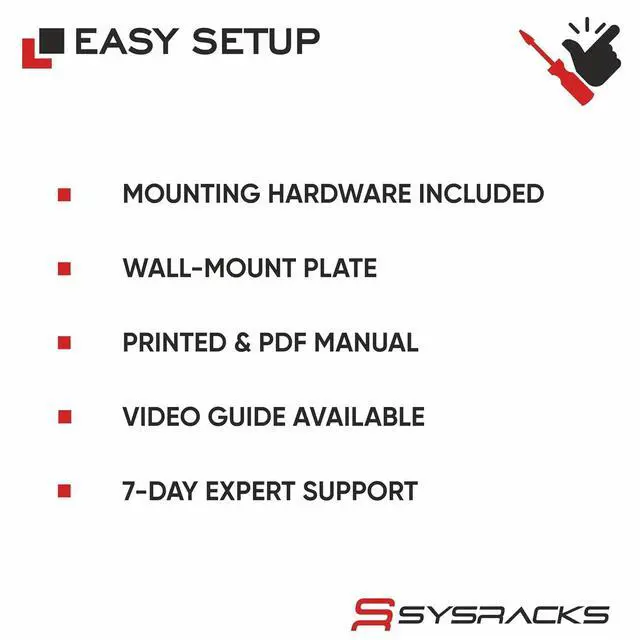 Alt view image 7 of 7 - 6U Wall Mount Server Rack, 24" Deep, Mesh Door, 19-Inch | Fan, PDU, shelf, cable brush panels, mounting hardware, casters and feet