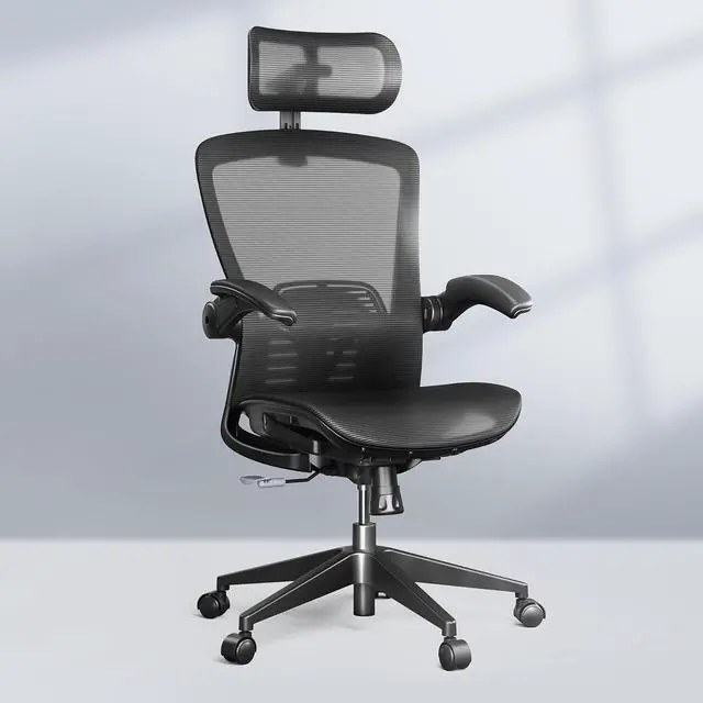 Main image of OC3-Pro Air Ergonomic Office Chair for Big and Tall Black, High Back Office Chair with Flip-up Arm/8-Level Lumbar Support, Mesh Seat Cushion, Chairs for Home Office Working Studying Gaming
