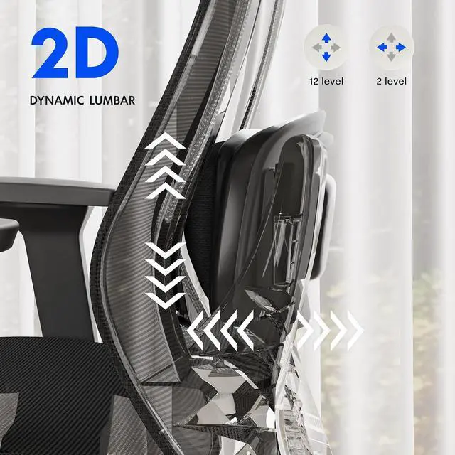 Alt view image 7 of 7 - Massage Office Chair with Footrest, High Back Ergonomic Desk Chair with Adjustable Headrest, 3D Armrests, 2D Lumbar Heated Shiatsu Massage, 4-Position Recline, Mesh Seat, Black
