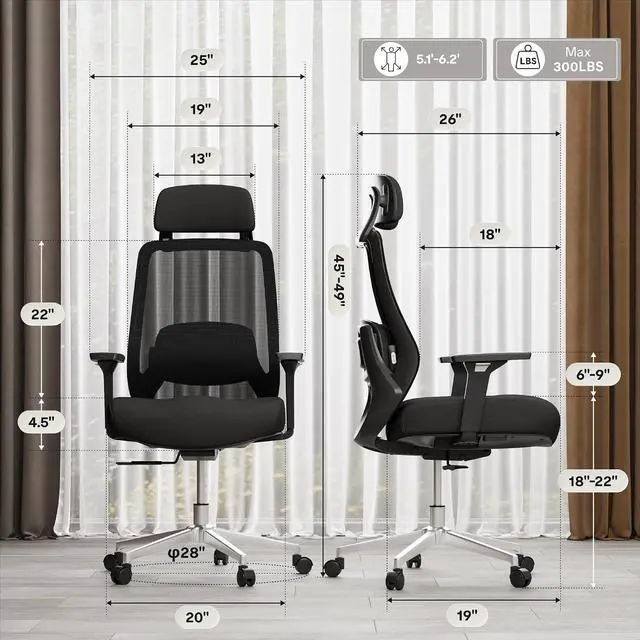 Alt view image 3 of 7 - Massage Office Chair, High Back Ergonomic Desk Chair with Adjustable Headrest, 3D Armrests, 2D Lumbar Heated Shiatsu Massager, 4-Position Recline, Foam Seat, Black
