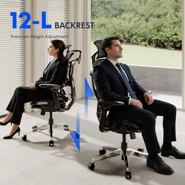 Alt view image 6 of 7 - ErgoX-PRO Ergonomic Office Chair with Footrest Black AeroWeave 5.0 Mesh Seat, 5D Lumbar, 7D Armrests, 4D Headrest, 551LBS Capacity Office, Gaming, Home
