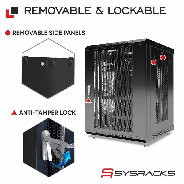 Alt view image 5 of 7 - 15U Wall Mount Server Rack Cabinet, 35 Deep 19 Inch Network Enclosure, Locking Mesh Door, IT Rack with Fan, PDU, 2 Shelves