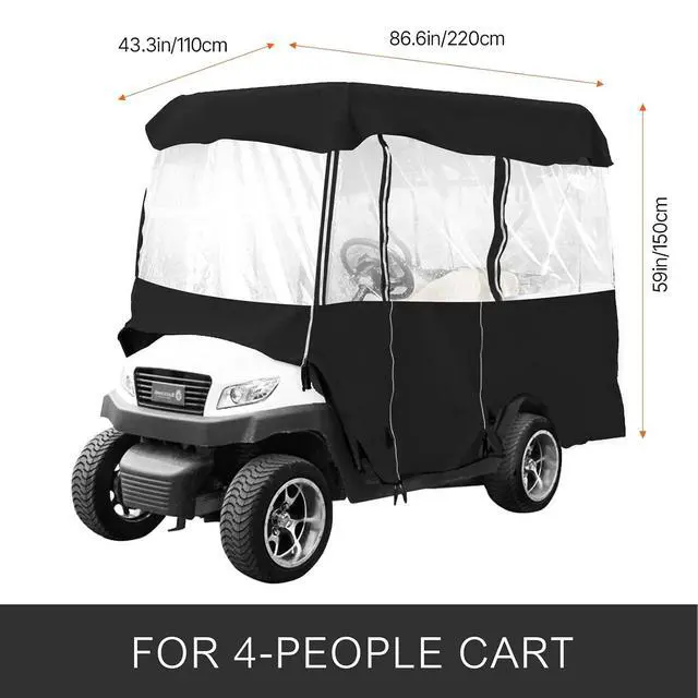 Alt view image 2 of 7 - Golf Cart Enclosure, 4-Person Golf Cart Cover, 4-Sided Fairway Deluxe, 300D Waterproof Driving Enclosure with Transparent Windows, Fit for EZGO, Club Car, Yamaha Cart