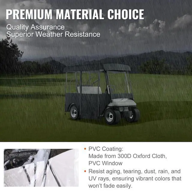 Alt view image 3 of 7 - Golf Cart Enclosure, 4-Person Golf Cart Cover, 4-Sided Fairway Deluxe, 300D Waterproof Driving Enclosure with Transparent Windows, Fit for EZGO, Club Car, Yamaha Cart