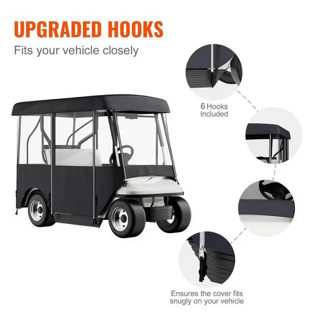 Alt view image 6 of 7 - Golf Cart Enclosure, 4-Person Golf Cart Cover, 4-Sided Fairway Deluxe, 300D Waterproof Driving Enclosure with Transparent Windows, Fit for EZGO, Club Car, Yamaha Cart