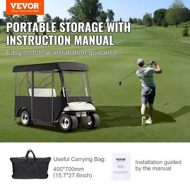 Alt view image 7 of 7 - Golf Cart Enclosure, 4-Person Golf Cart Cover, 4-Sided Fairway Deluxe, 300D Waterproof Driving Enclosure with Transparent Windows, Fit for EZGO, Club Car, Yamaha Cart