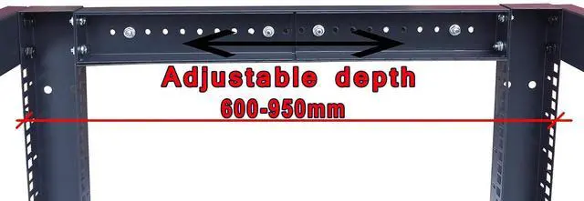 Alt view image 6 of 7 - 22U 4-Post Open Frame Server Rack Adjustable Depth 24"37", 19" Network Equipment Rack with Square Mounting Holes, Floor Standing Steel Rack for IT, AV & Telecom