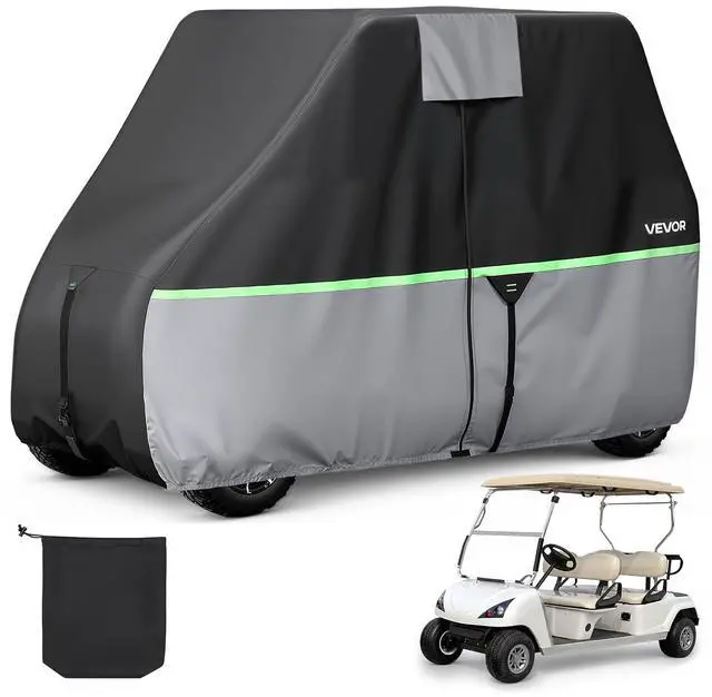 Main image of Golf Cart Cover, Full Coverage 2+2/4 Passenger Golf Cart, 600D Waterproof Oxford Fabric Club Car Cover Fits Most Carts Club Car, Yamaha, EZGO, Honda, PU Coating & Three Zipper Doors