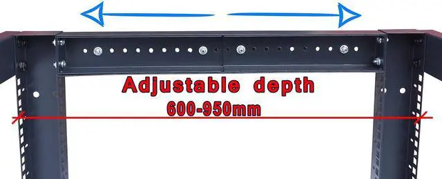 Alt view image 6 of 7 - 32U 4-Post Open Frame Server Rack Adjustable Depth 24"37", 19" Network Equipment Rack with Square Mounting Holes, Floor Standing Steel Rack for IT, AV & Telecom