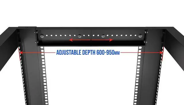 Alt view image 3 of 7 - 18U Open Frame Rack, 4-Post, 19-Inch, Casters | Open access design, heavy-duty casters, cage bolts and nuts included