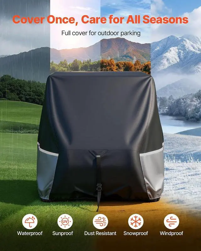 Alt view image 3 of 7 - Golf Cart Cover, Full Coverage 2+2/4 Passenger Golf Cart, 420D Waterproof Oxford Fabric Club Car Cover Fits Most Carts Club Car, Yamaha, EZGO, Honda, Silver-Coated Layer & Three Zipper Doors