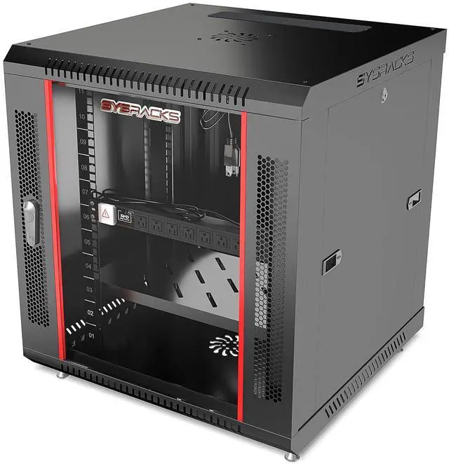 Main image of 12U Wall Mount Server Rack Cabinet 19" Network Rack Enclosure, 18" Deep Data Rack Cabinet with Fan, PDU & Shelf for IT Equipment, Switches and Patch Panel