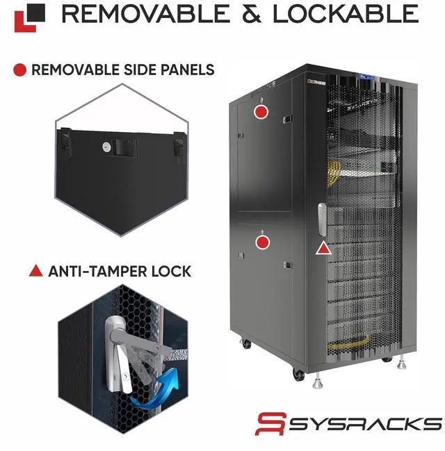 Alt view image 5 of 7 - 37U Server Rack Cabinet 19" Floor Standing Rack Enclosure, 32" Deep IT Infrastructure Rack with Cooling Fans, Thermostat LCD, PDU, Shelf & Casters