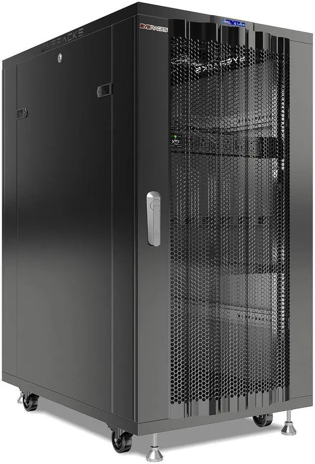 Main image of 27U Server Rack Cabinet, 39 Deep 19 Floor Standing Network Enclosure, 1600 lb Capacity, 35 Rail Depth, Mesh Doors, 4 Fans, PDU, Shelf & Mounting Hardware