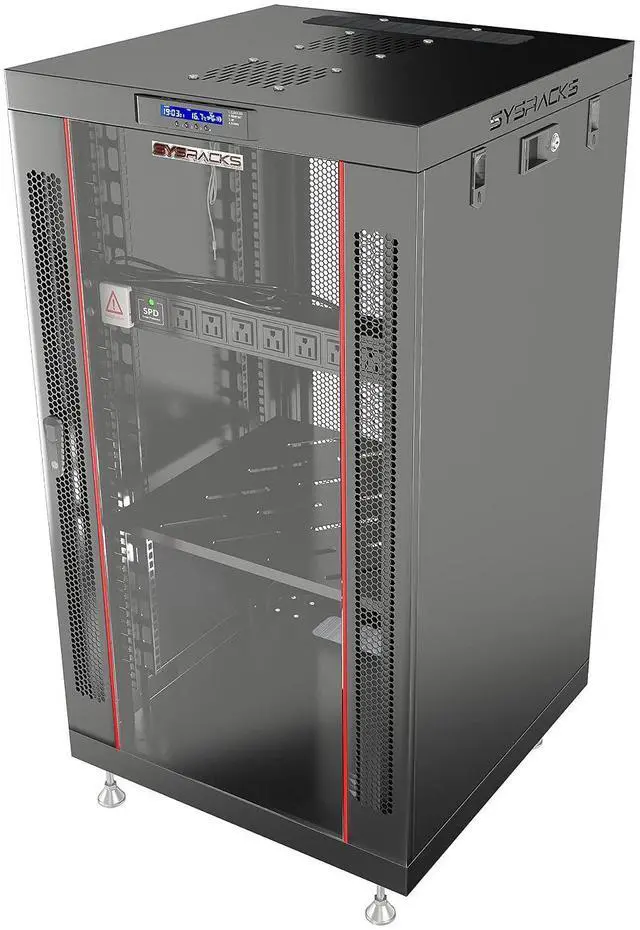 Main image of Home Lab Server Rack Cabinet 19" 18U Premium Series 24" Deep Network Rack Enclosure with Glass Door, Quiet Cooling Fans & Thermostat, PDU, Shelf, Lockable Cabinet for NAS & Home Network