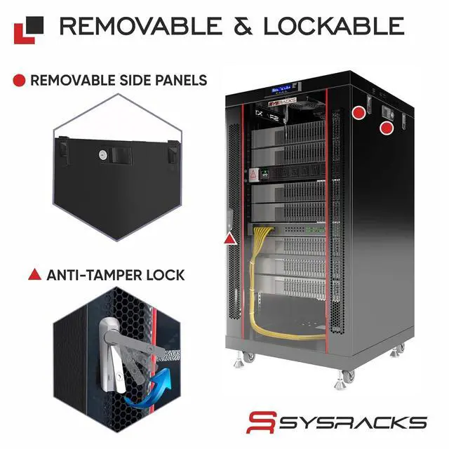 Alt view image 5 of 7 - Home Lab Server Rack Cabinet 19" 18U Premium Series 24" Deep Network Rack Enclosure with Glass Door, Quiet Cooling Fans & Thermostat, PDU, Shelf, Lockable Cabinet for NAS & Home Network